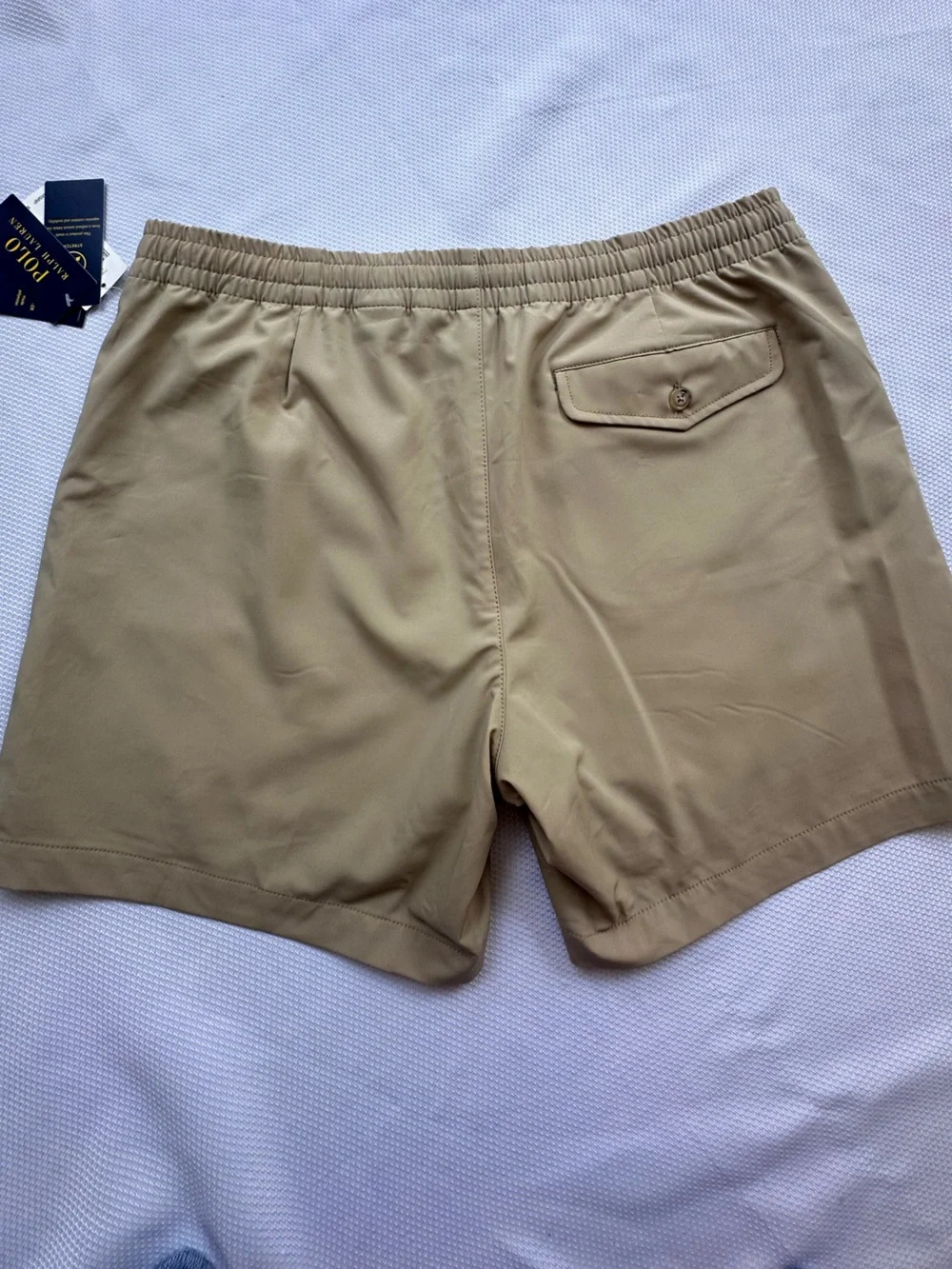 NWT Polo Ralph Lauren Elasticized Waistband Mid-Rise Trunks Beige Small $110